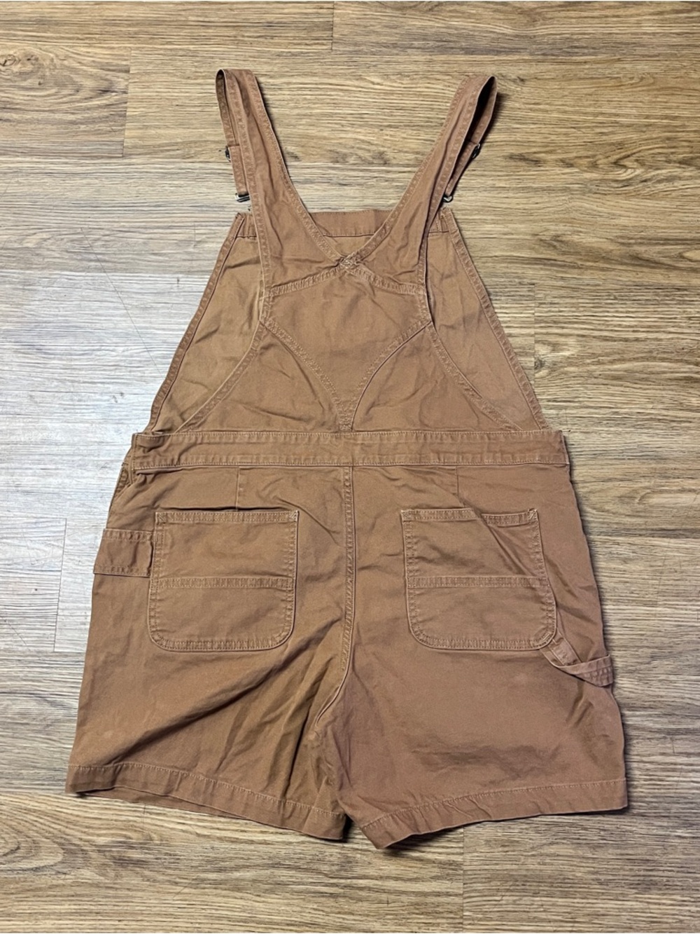 Womens Carhartt Rugged Flex Relaxed Fit Canvas Brown Shortalls Overalls Large - Picture 4 of 10